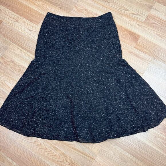 Studio by Liz Claiborne Petite 16 Skirt Polka Dot Black Red Brown Fall Flared - Picture 1 of 4
